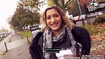 White-haired Turkish girl sucks a pickup truck and gives in her pussy on the street